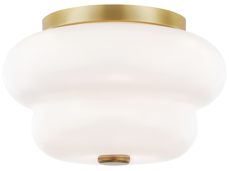 Mitzi Hazel 2-Light Aged Brass Glass Flush Mount