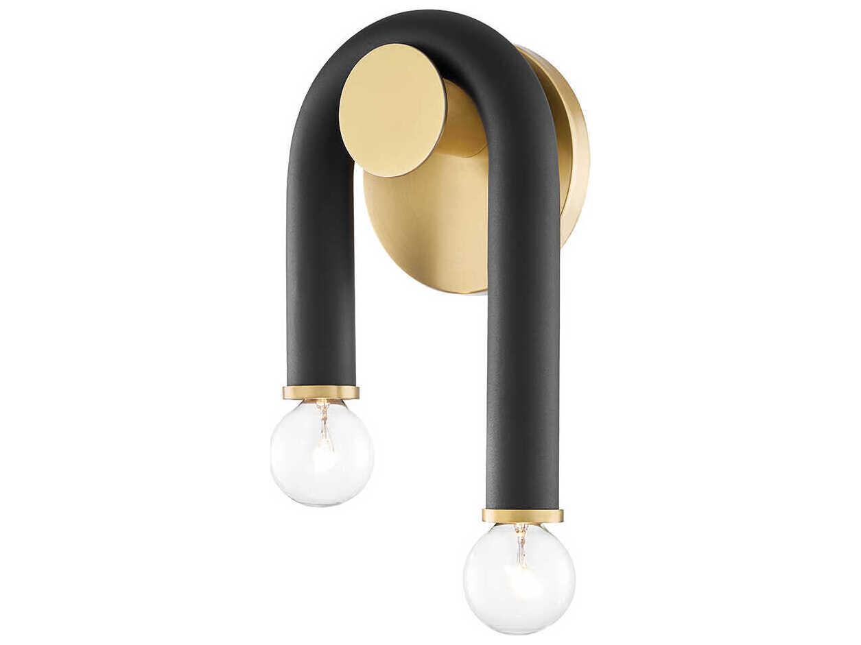 Mitzi Whit 2-Light Aged Brass Black Wall Sconce