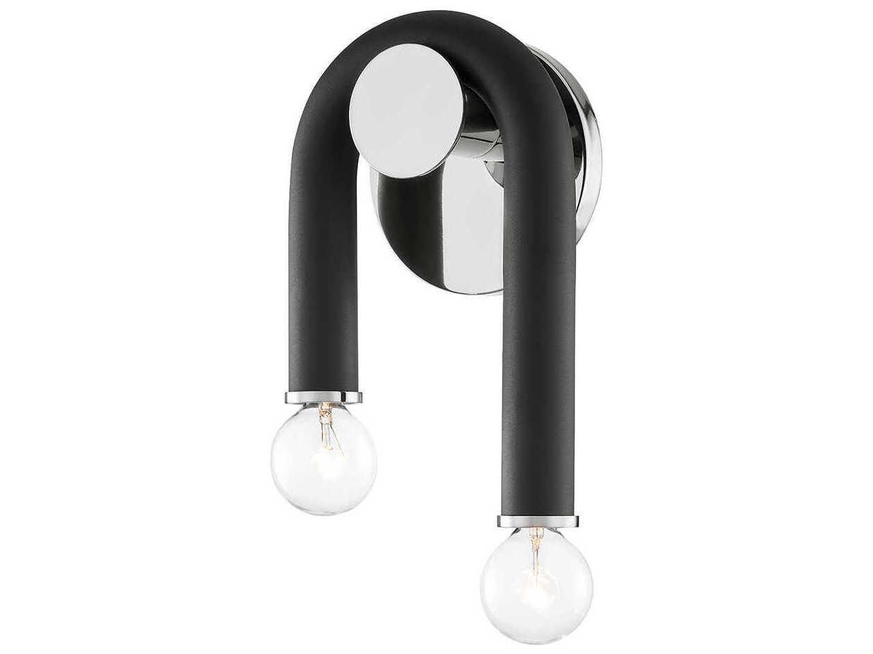 Mitzi Whit 2-Light Polished Nickel Black Wall Sconce