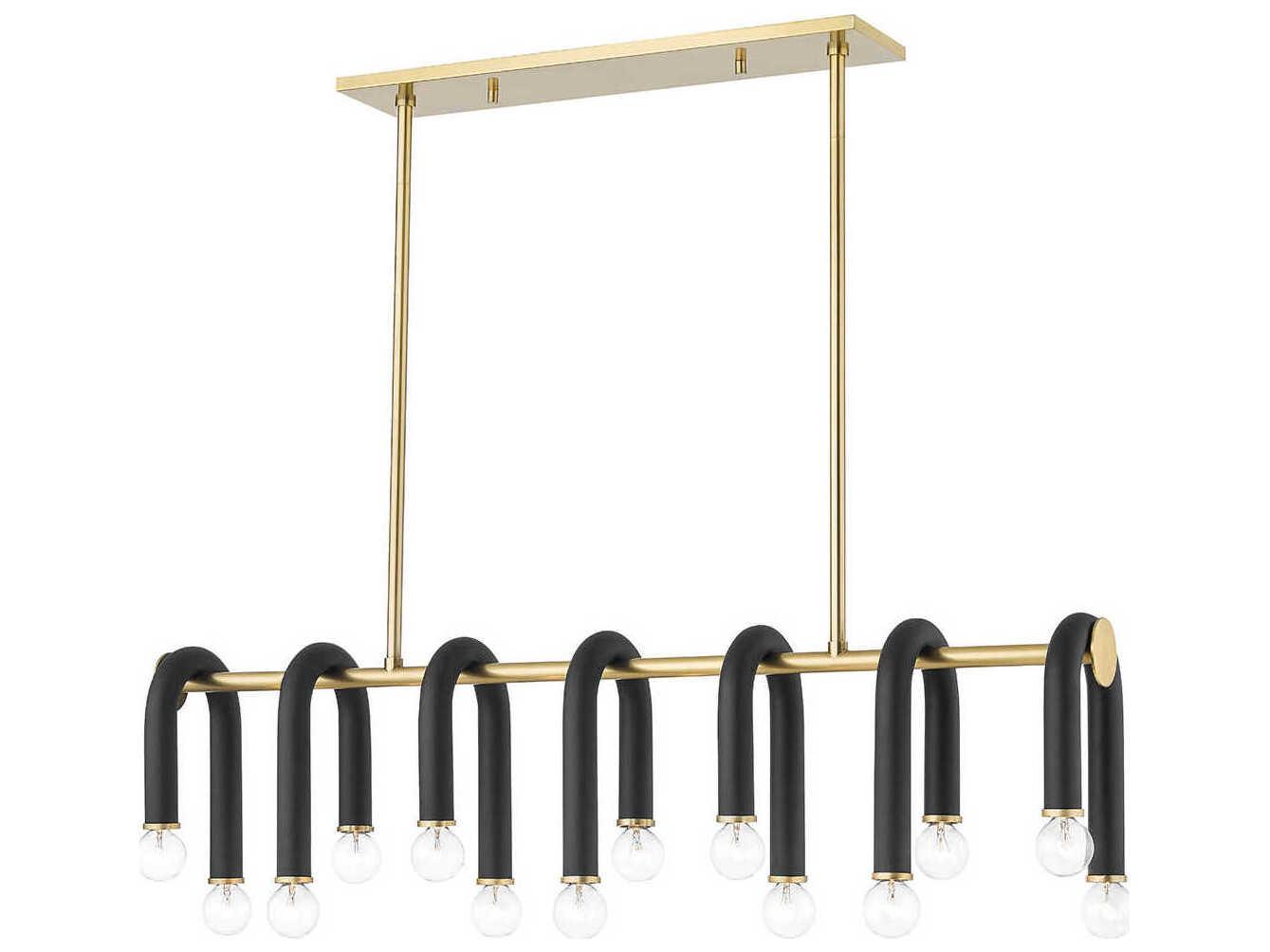 Mitzi Whit 14-Light Aged Brass Black Linear Island Pendant