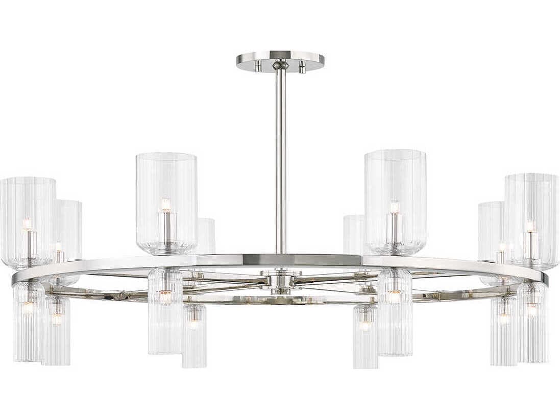 Mitzi Tabitha 16-Light6-Light Polished Nickel Glass Cylinder Geometric Chandelier