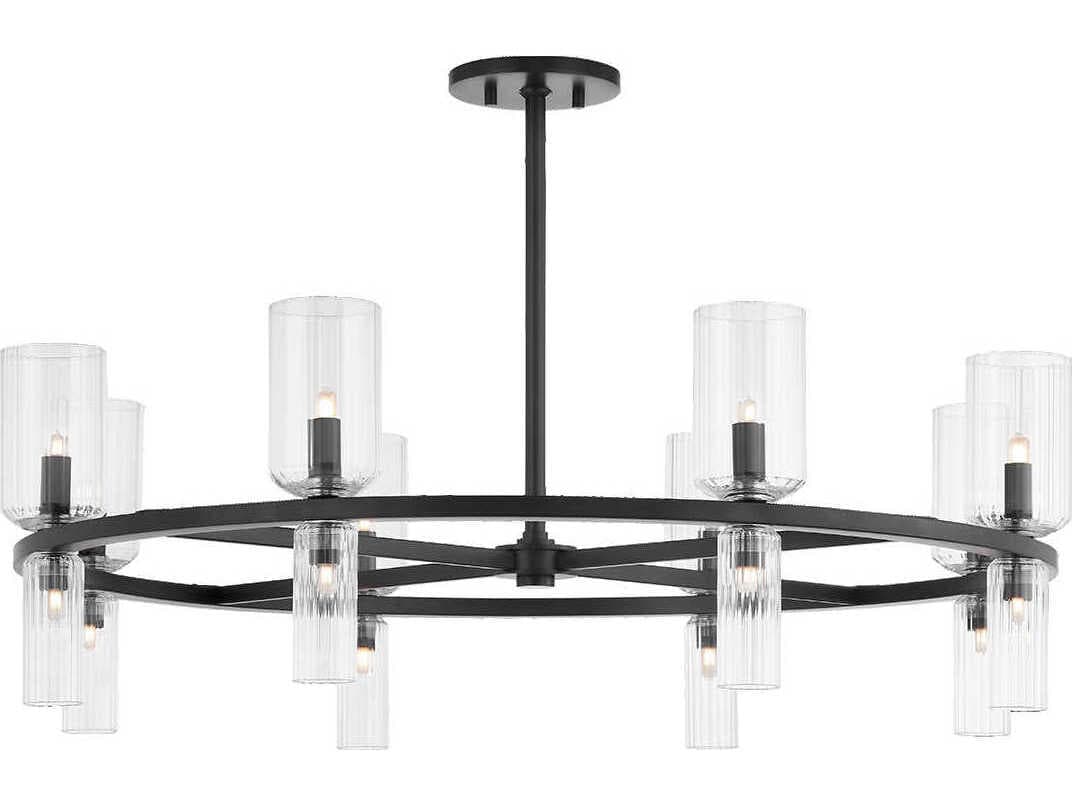 Mitzi Tabitha 16-Light6-Light Soft Black Glass Cylinder Geometric Chandelier