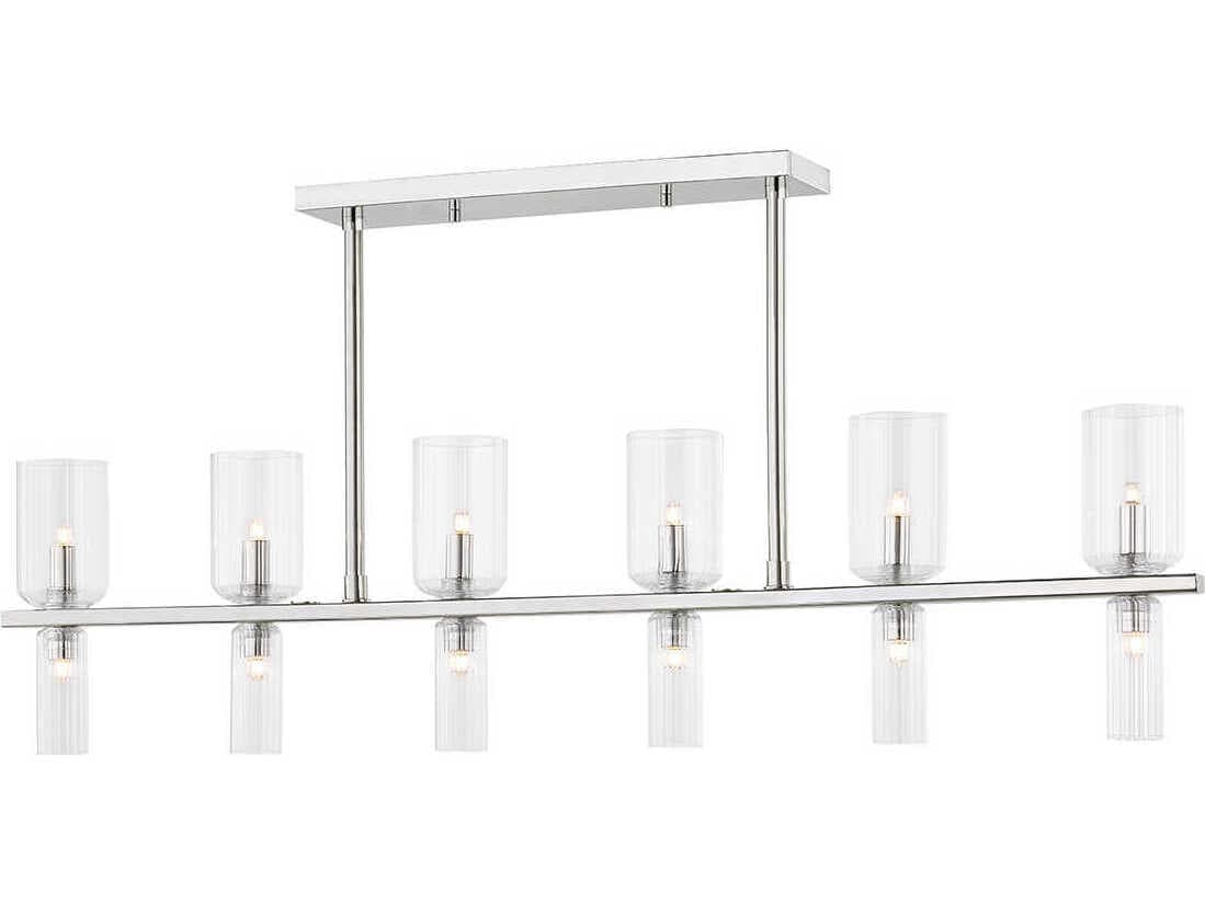 Mitzi Tabitha 12-Light Polished Nickel Glass Cylinder Geometric Island Pendant