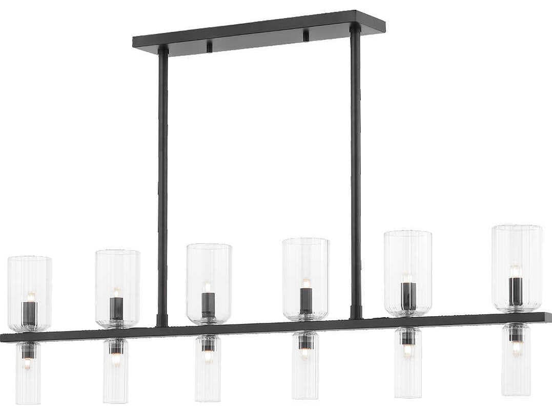 Mitzi Tabitha 12-Light Soft Black Glass Cylinder Geometric Island Pendant