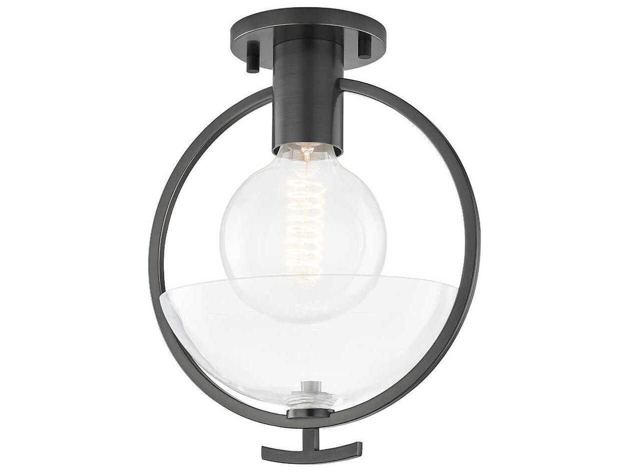 Mitzi Ringo 1-Light Old Bronze Glass Bowl Semi Flush Mount