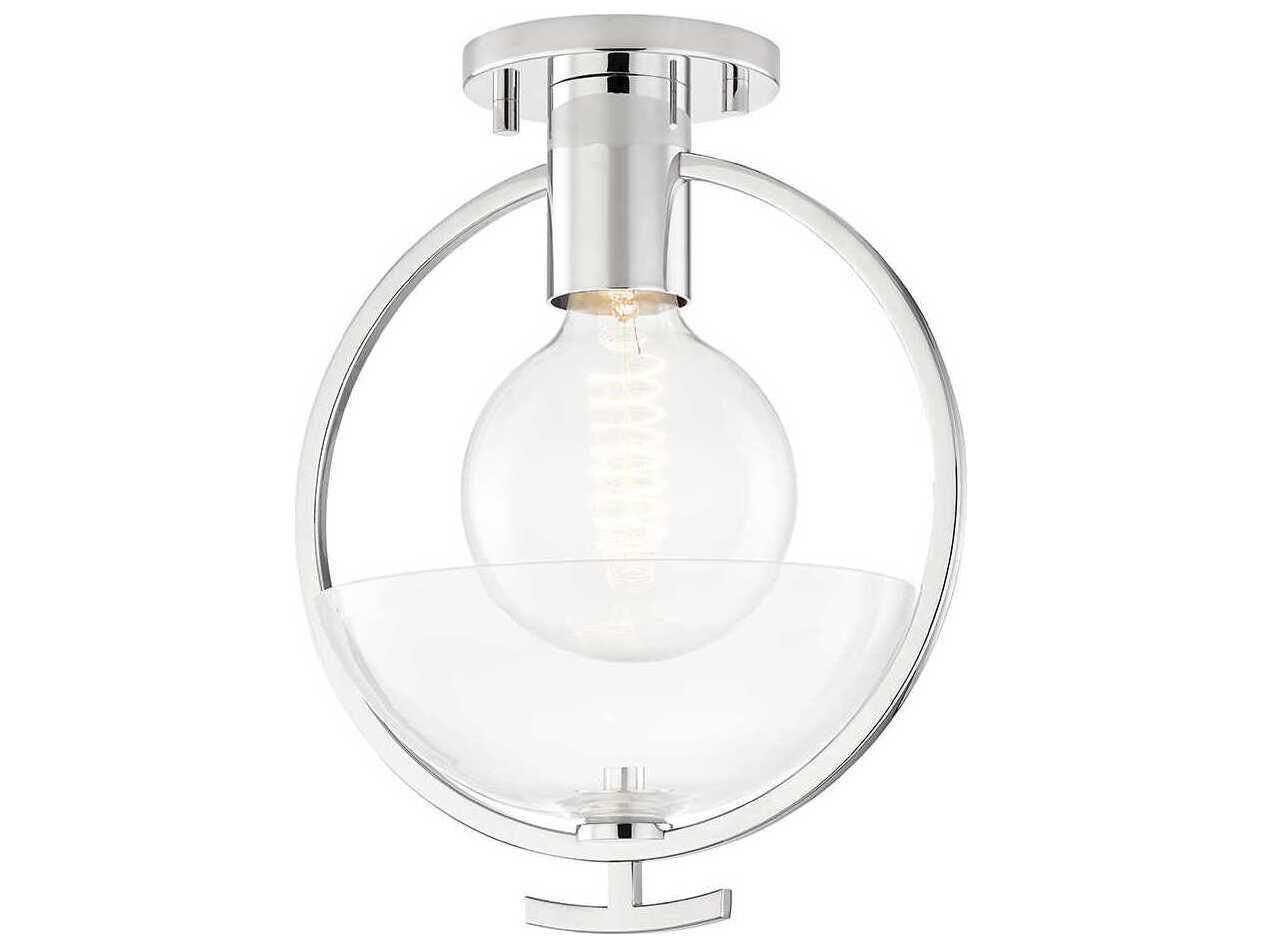 Mitzi Ringo 1-Light Polished Nickel Glass Bowl Semi Flush Mount