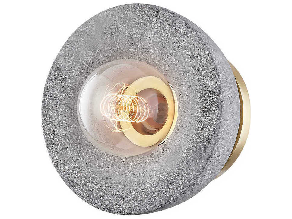 Mitzi Poppy 1-Light Aged Brass Gray Round Flush Mount