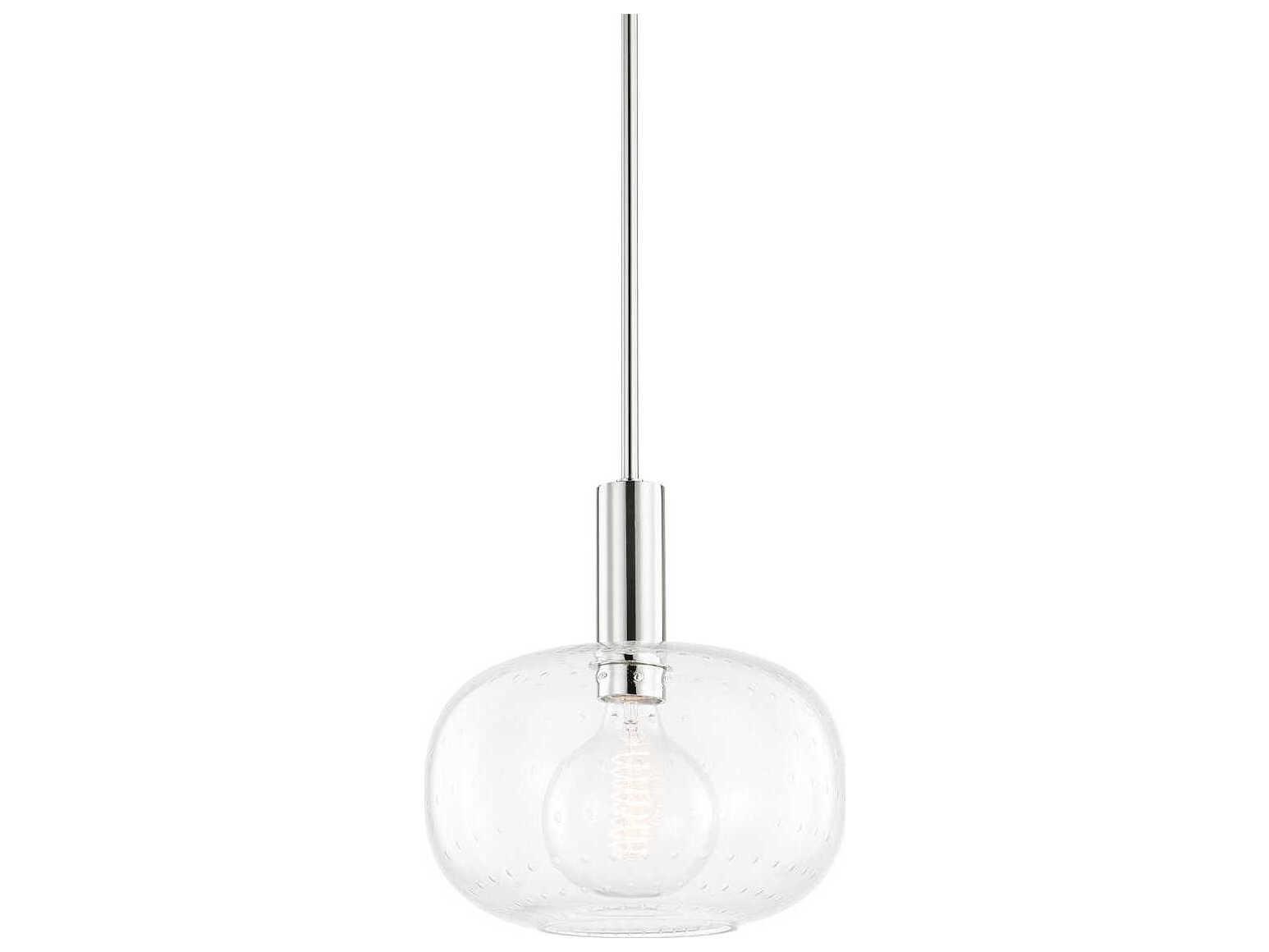 Mitzi Harlow 1-Light Polished Nickel Glass Round Mini Pendant