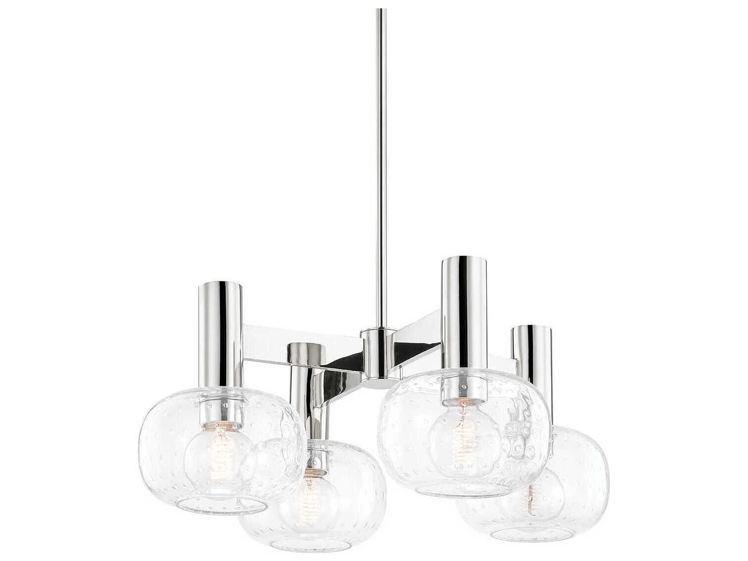 Mitzi Harlow 4-Light Polished Nickel Glass Round Chandelier