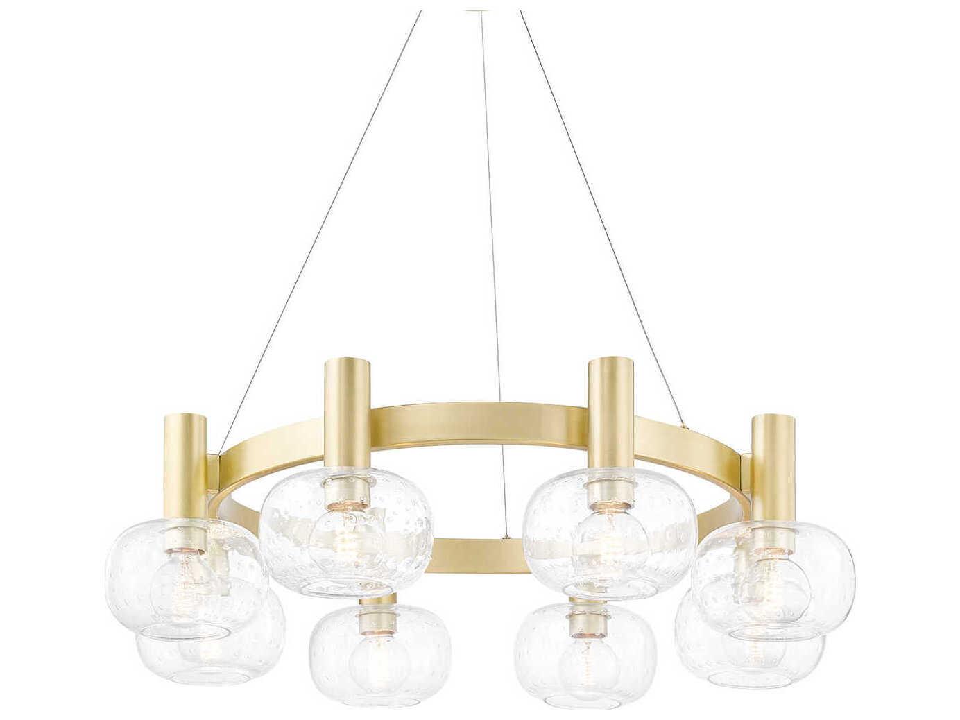 Mitzi Harlow 8-Light Aged Brass Glass Round Chandelier
