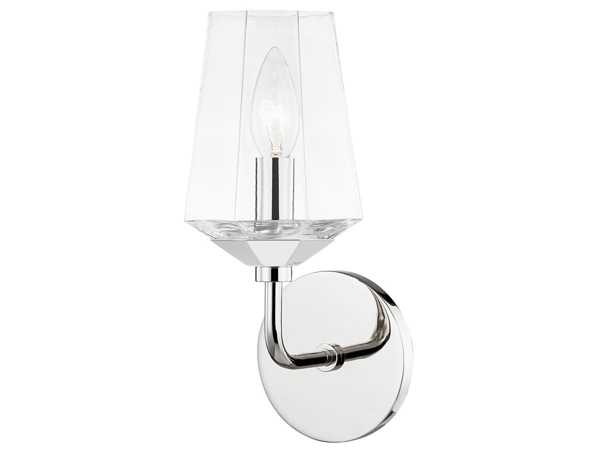Mitzi Kayla 1-Light Polished Nickel Glass Wall Sconce