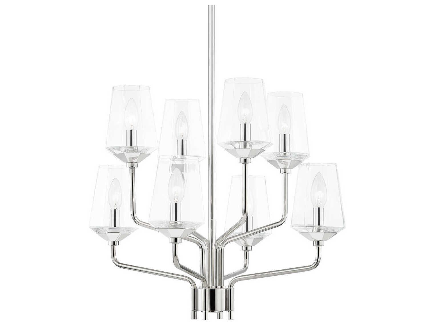 Mitzi Kayla 8-Light Polished Nickel Glass Candelabra Chandelier