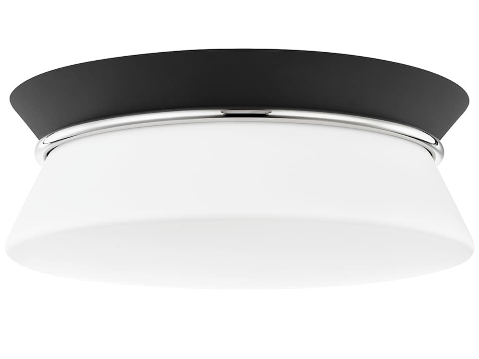 Mitzi Cath 2-Light Polished Nickel Black Glass Flush Mount