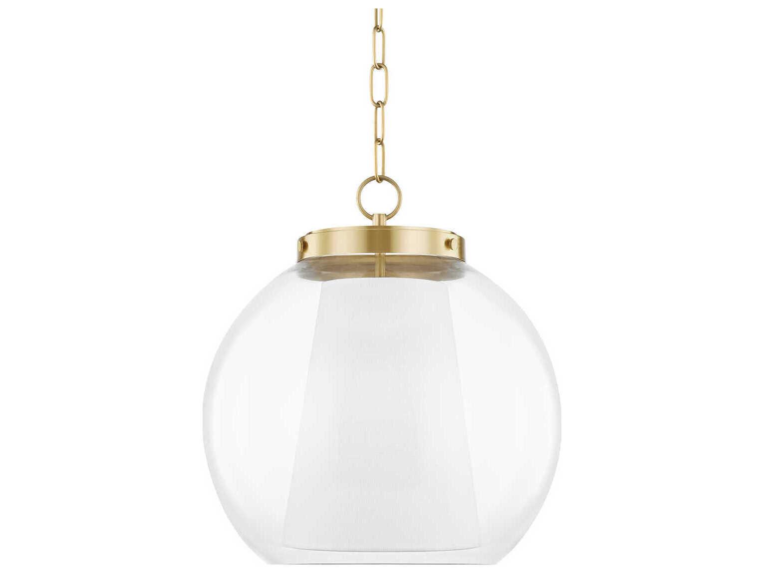 Mitzi Sasha 1-Light Aged Brass Glass Globe Geometric Pendant