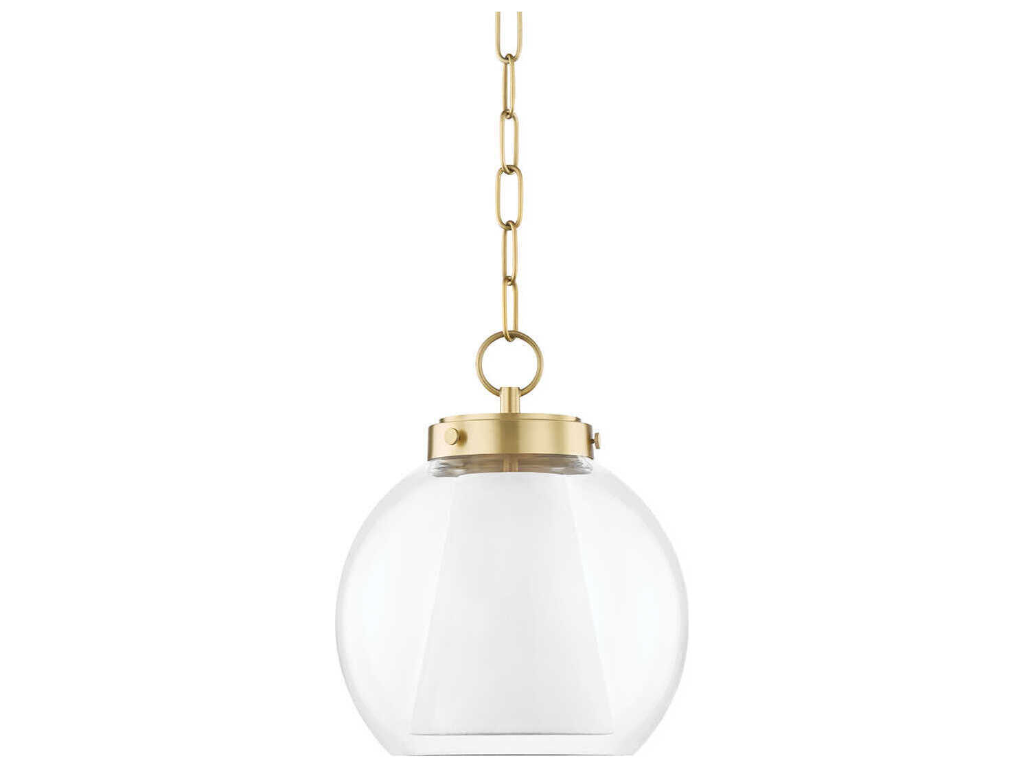 Mitzi Sasha 1-Light Aged Brass Glass Globe Geometric Mini Pendant