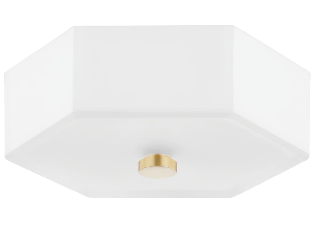 Mitzi Lizzie 2-Light Aged Brass Polished Nickel Combo Glass Flush Mount