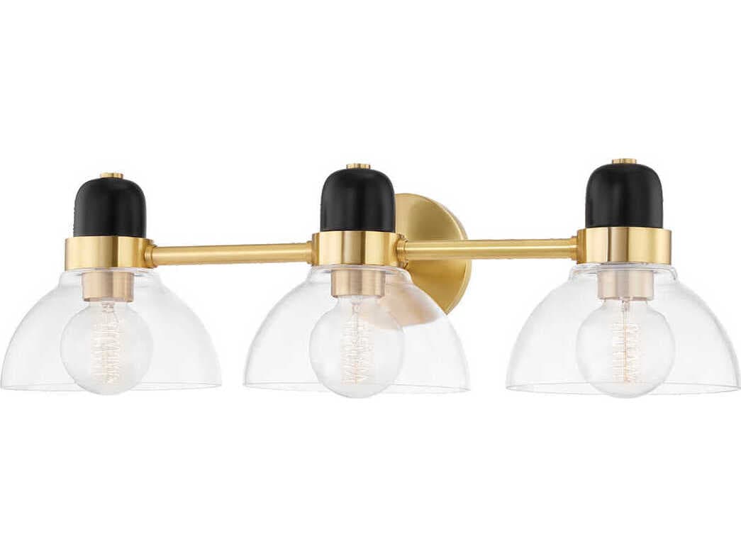 Mitzi Camile 3-Light Aged Brass Glass Vanity Light