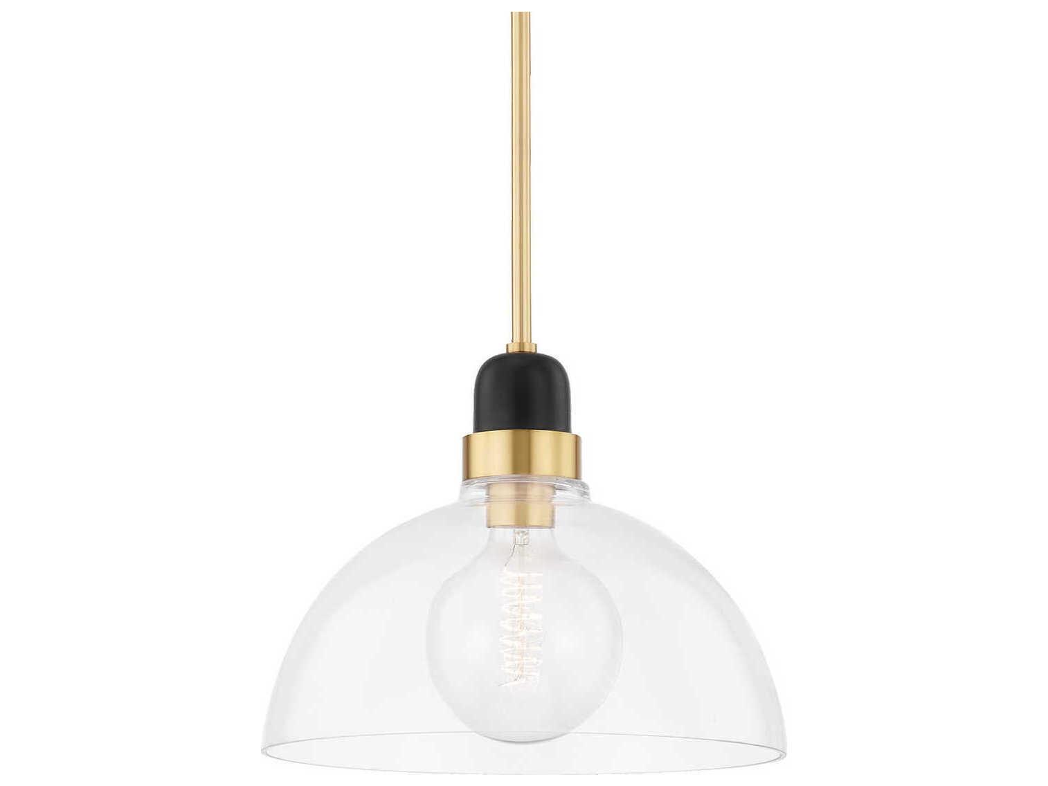 Mitzi Camile 1-Light Aged Brass Glass Dome Pendant