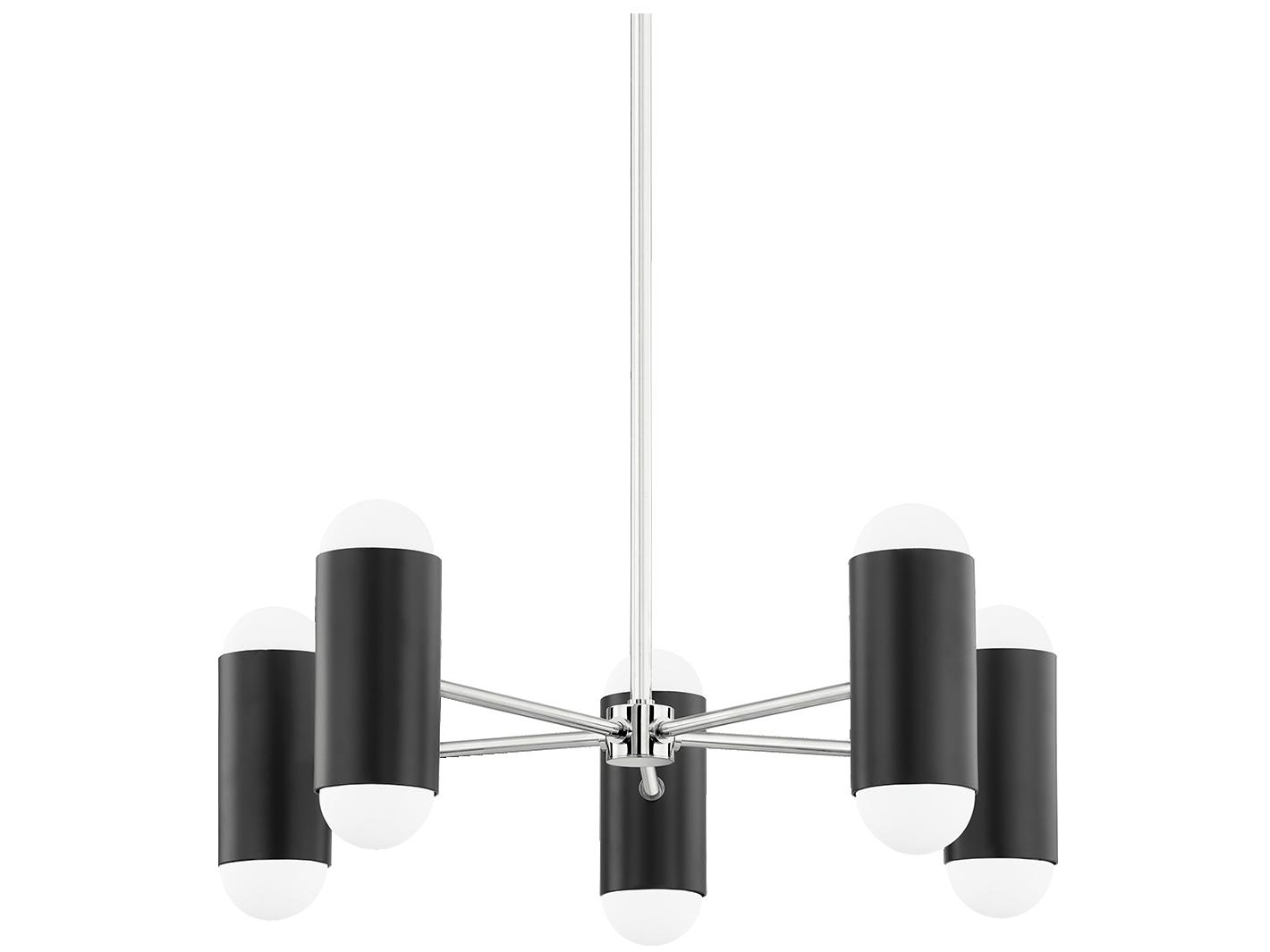 Mitzi Kira 10-Light Polished Nickel Soft Black Cylinder Chandelier