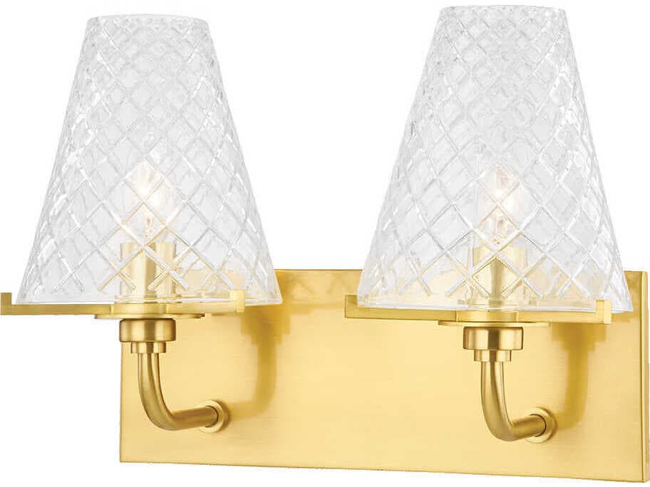 Mitzi Irene 2-Light Aged Brass Glass Vanity Light