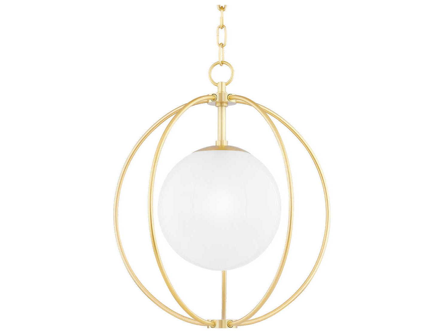 Mitzi Lyla 1-Light Aged Brass Glass Globe Pendant