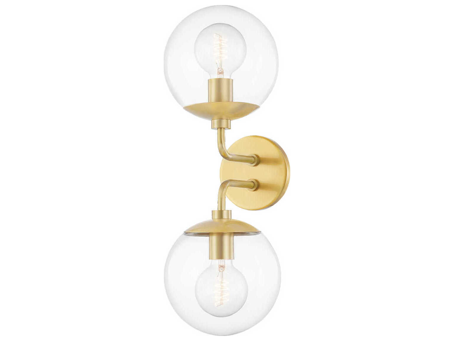 Mitzi Meadow 2-Light Aged Brass Glass Wall Sconce