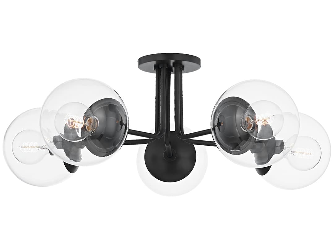 Mitzi Meadow 5-Light Old Bronze Glass Globe Semi Flush Mount