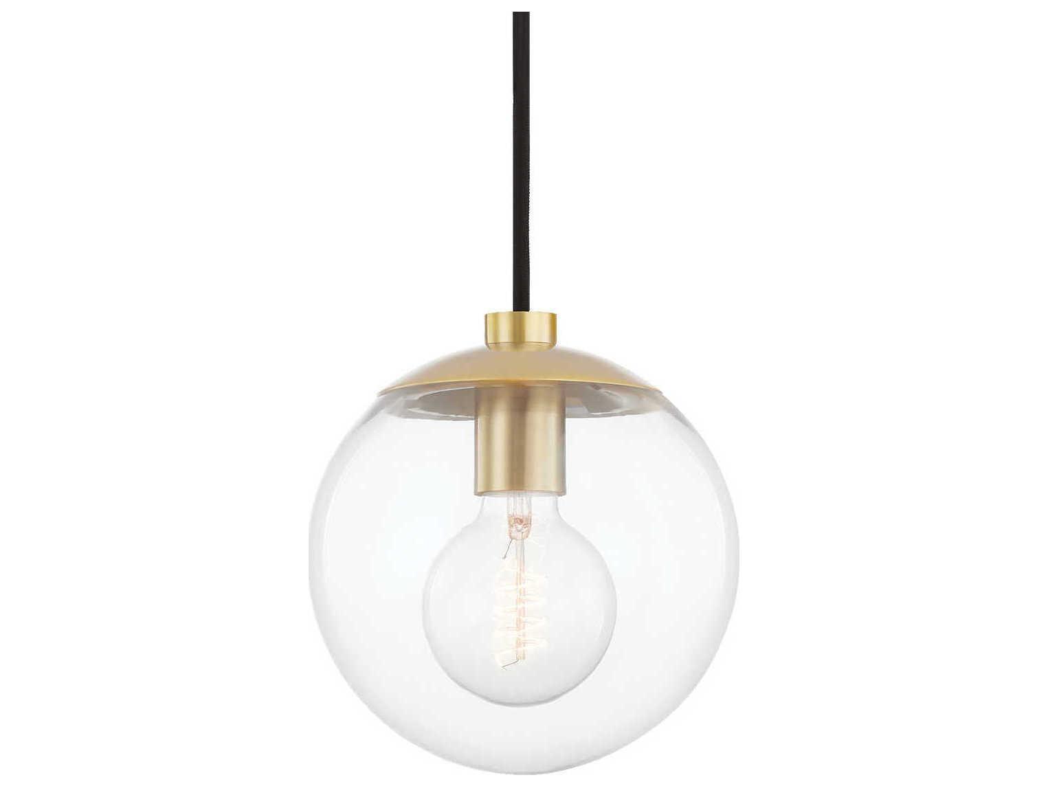 Mitzi Meadow 1-Light Aged Brass Glass Globe Mini Pendant