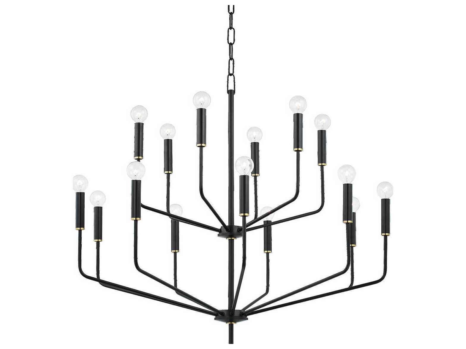 Mitzi Bailey 15-Light Aged Brass Soft Black Candelabra Tiered Chandelier