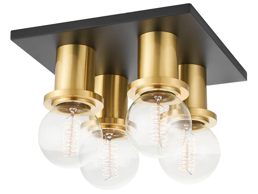 Mitzi Brandi 4-Light Aged Brass Soft Black Flush Mount