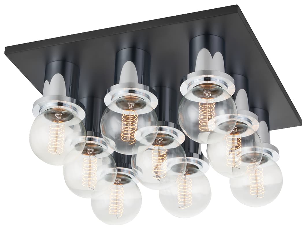Mitzi Brandi 9-Light Polished Chrome Soft Black Flush Mount
