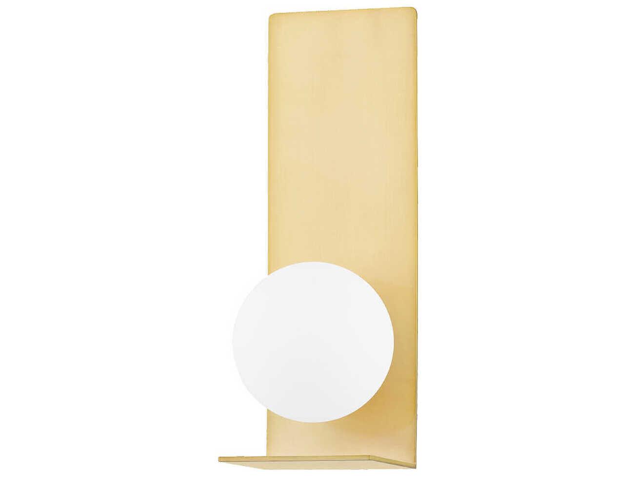 Mitzi Lani 1-Light Aged Brass White Glass LED Wall Sconce