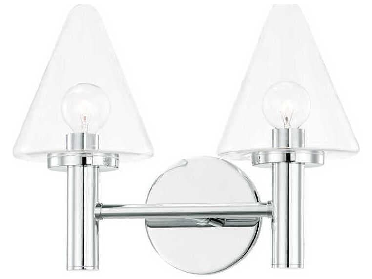 Mitzi Connie 2-Light Polished Chrome Glass Vanity Light