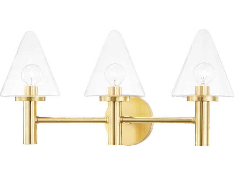 Mitzi Connie 3-Light Aged Brass Glass Vanity Light
