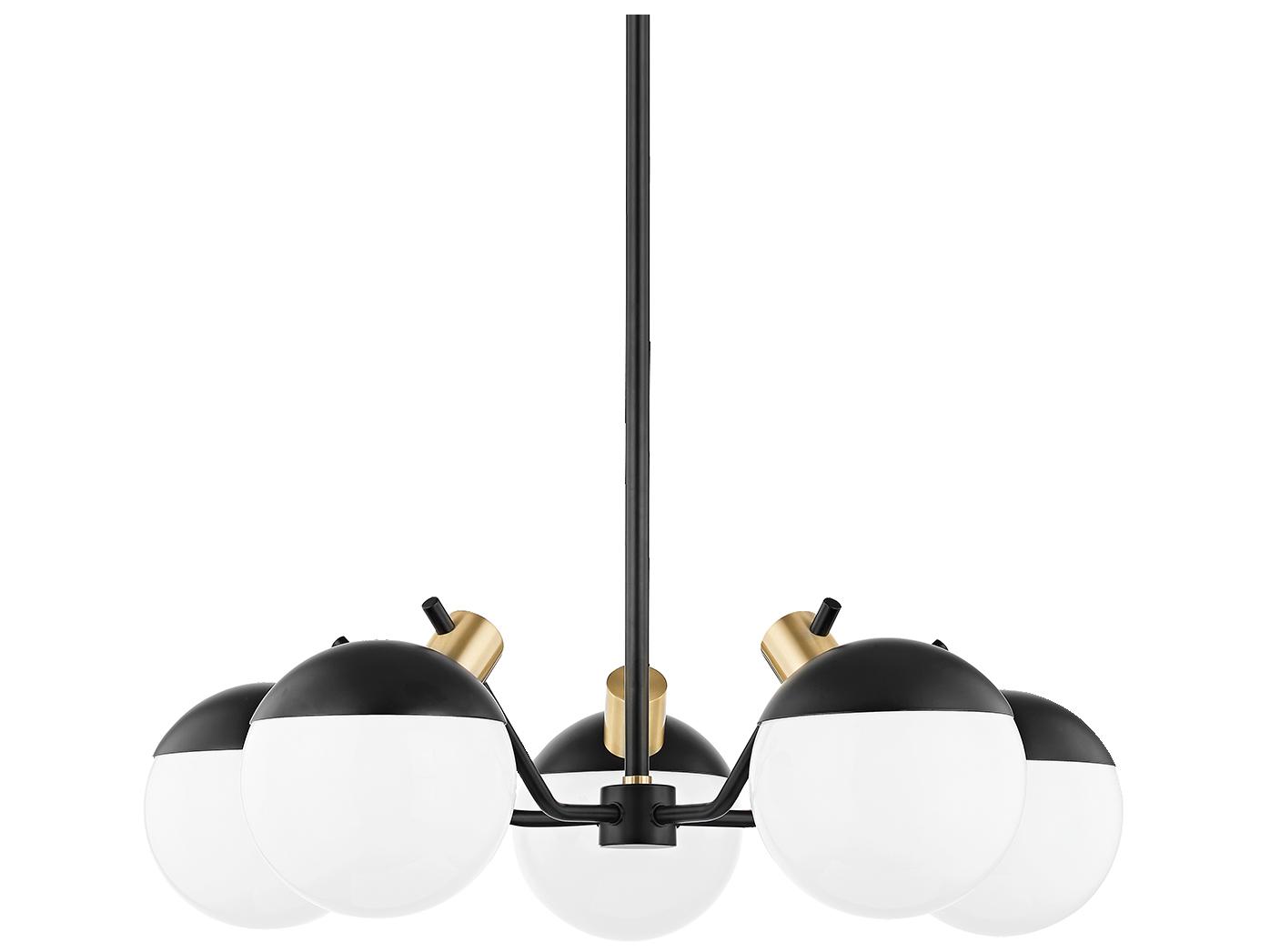 Mitzi Miranda 5-Light Aged Brass Soft Black Glass LED Globe Chandelier