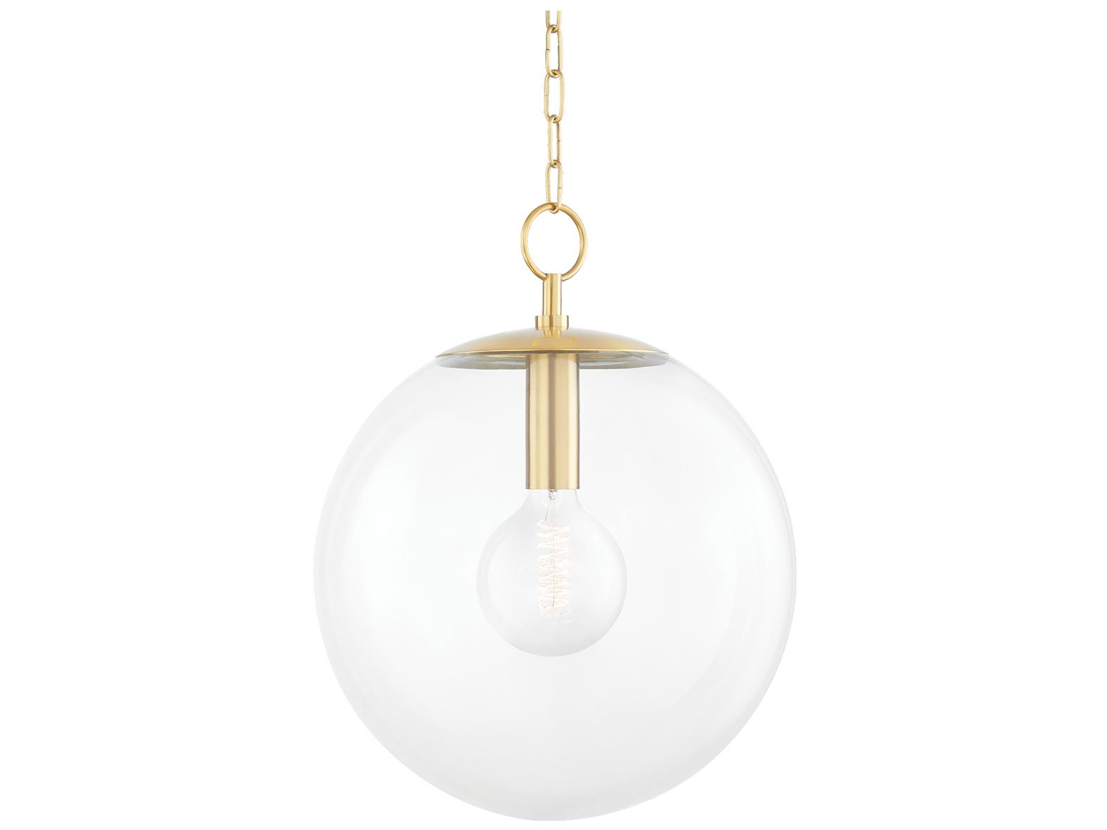 Mitzi Juliana 1-Light Aged Brass Glass Globe Pendant