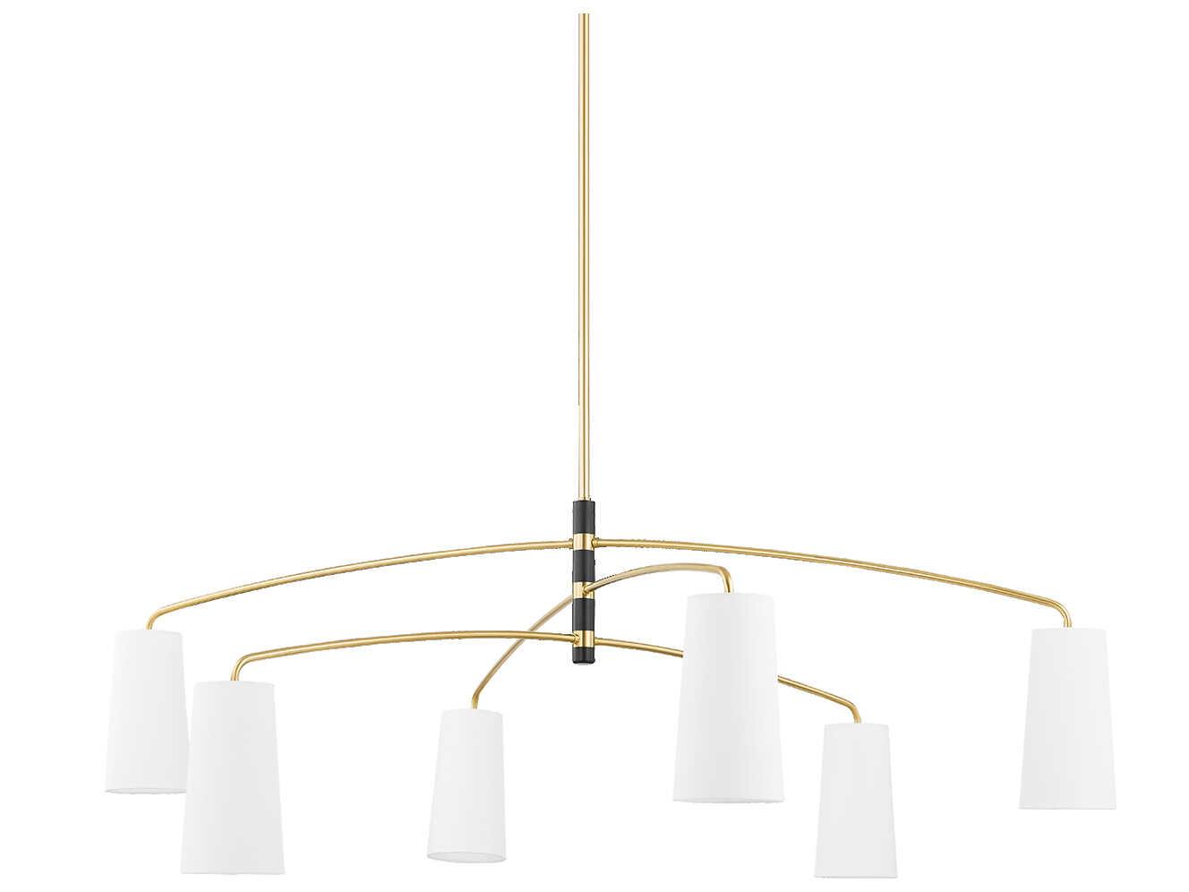 Mitzi Evelyn 6-Light Aged Brass Cylinder Chandelier