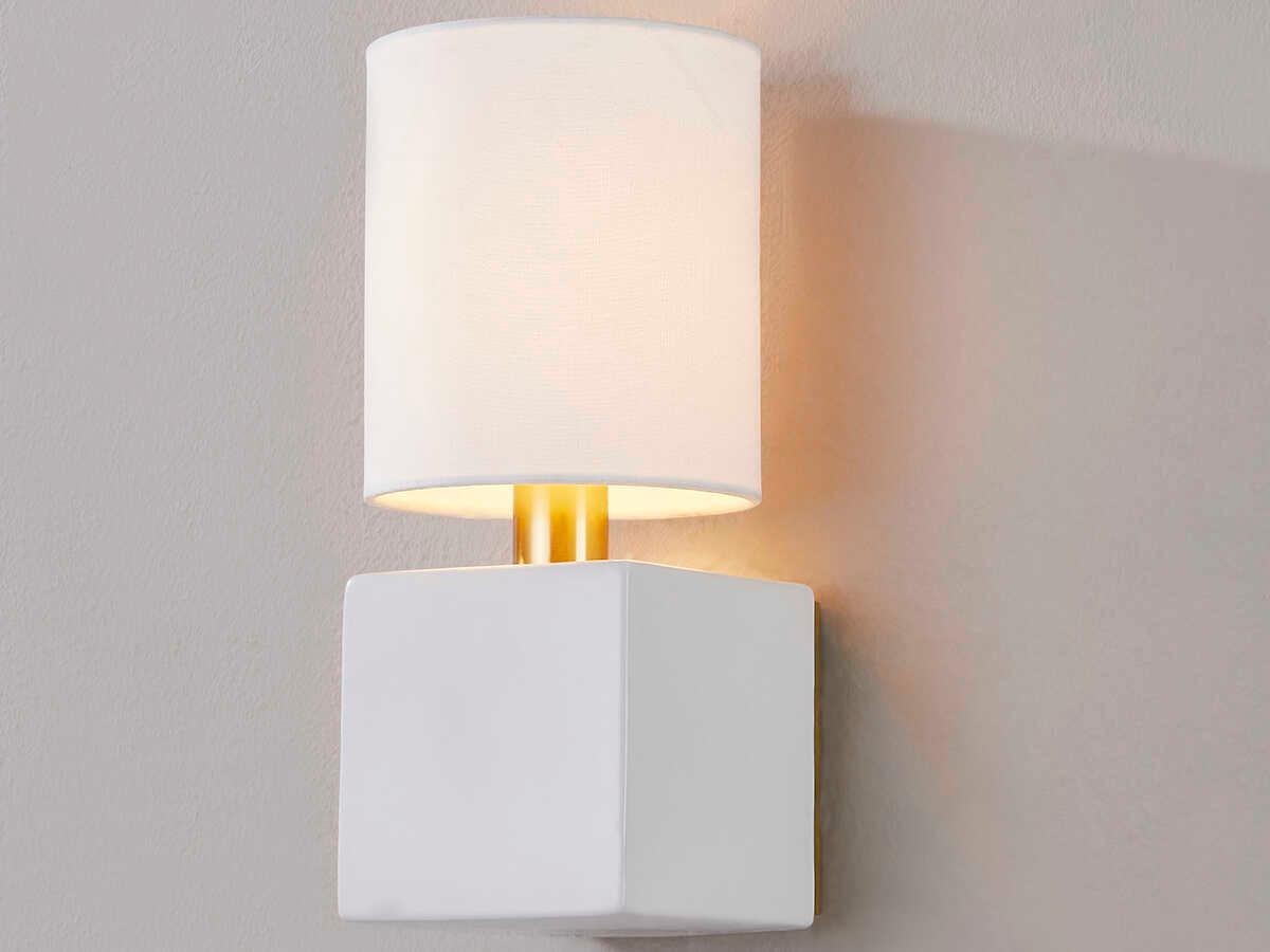 Mitzi Joey 1-Light Aged Brass White Wall Sconce