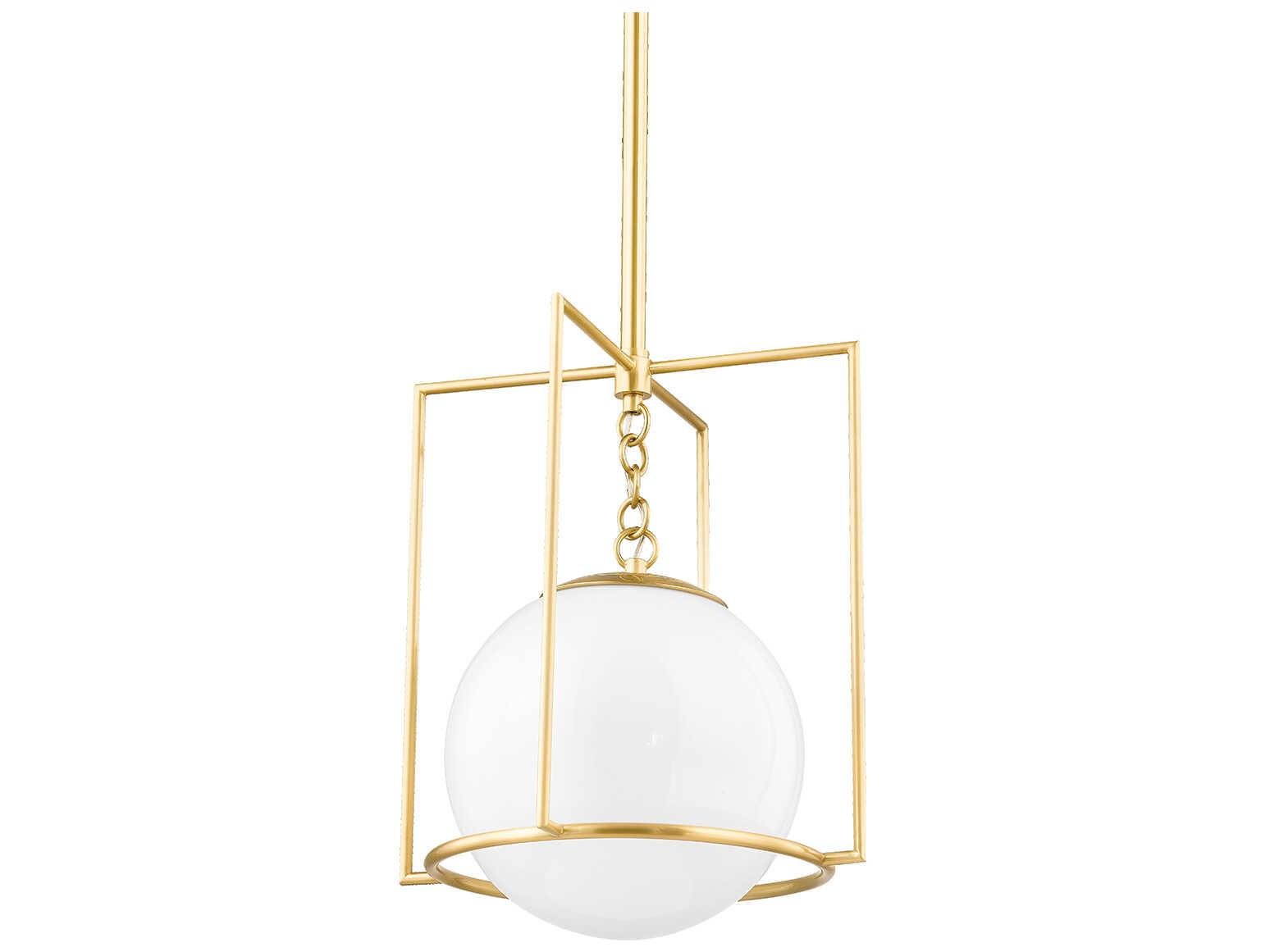 Mitzi Frankie 1-Light Aged Brass Glass Globe Geometric Mini Pendant