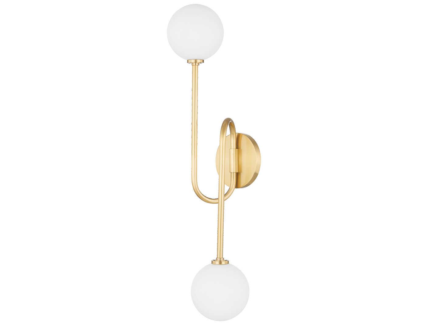 Mitzi Zani 2-Light Aged Brass Glass Wall Sconce