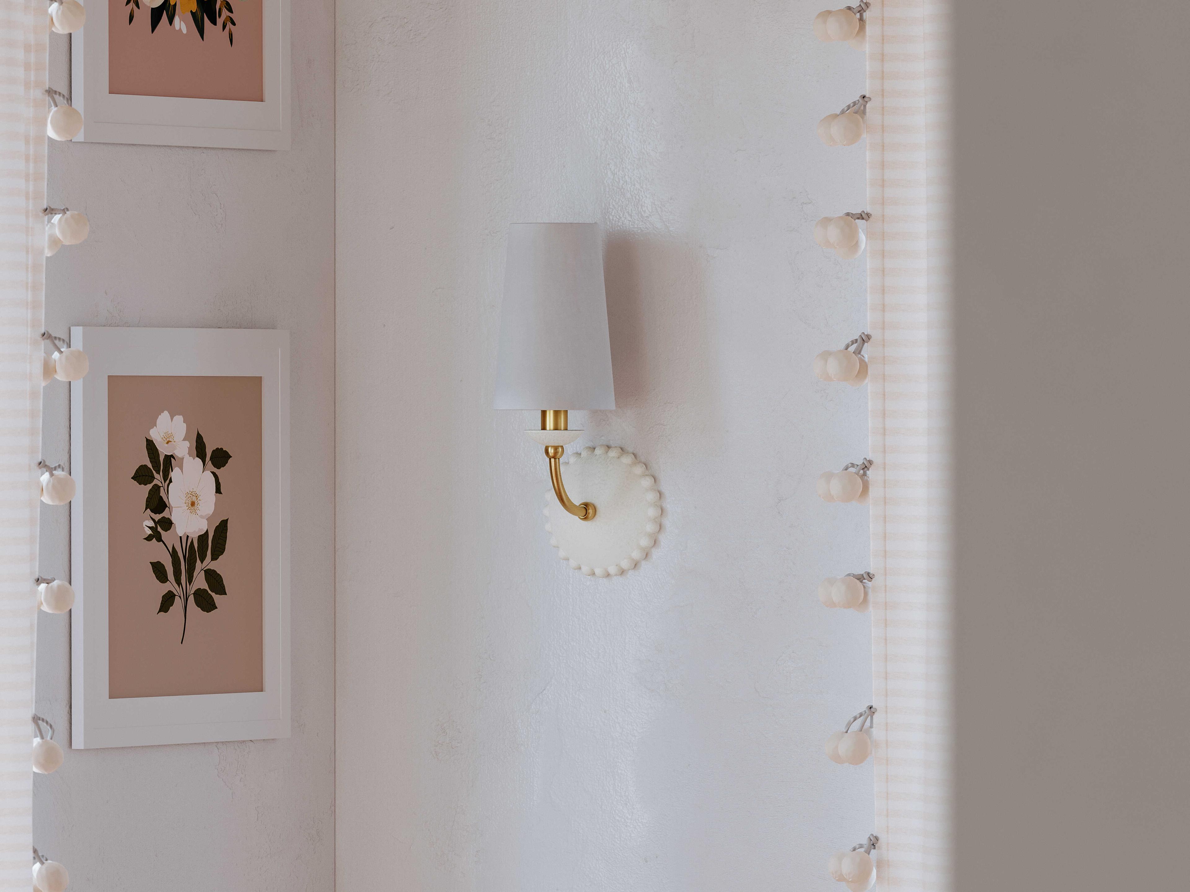 Mitzi Rhea 1-Light Aged Brass Off White Wall Sconce