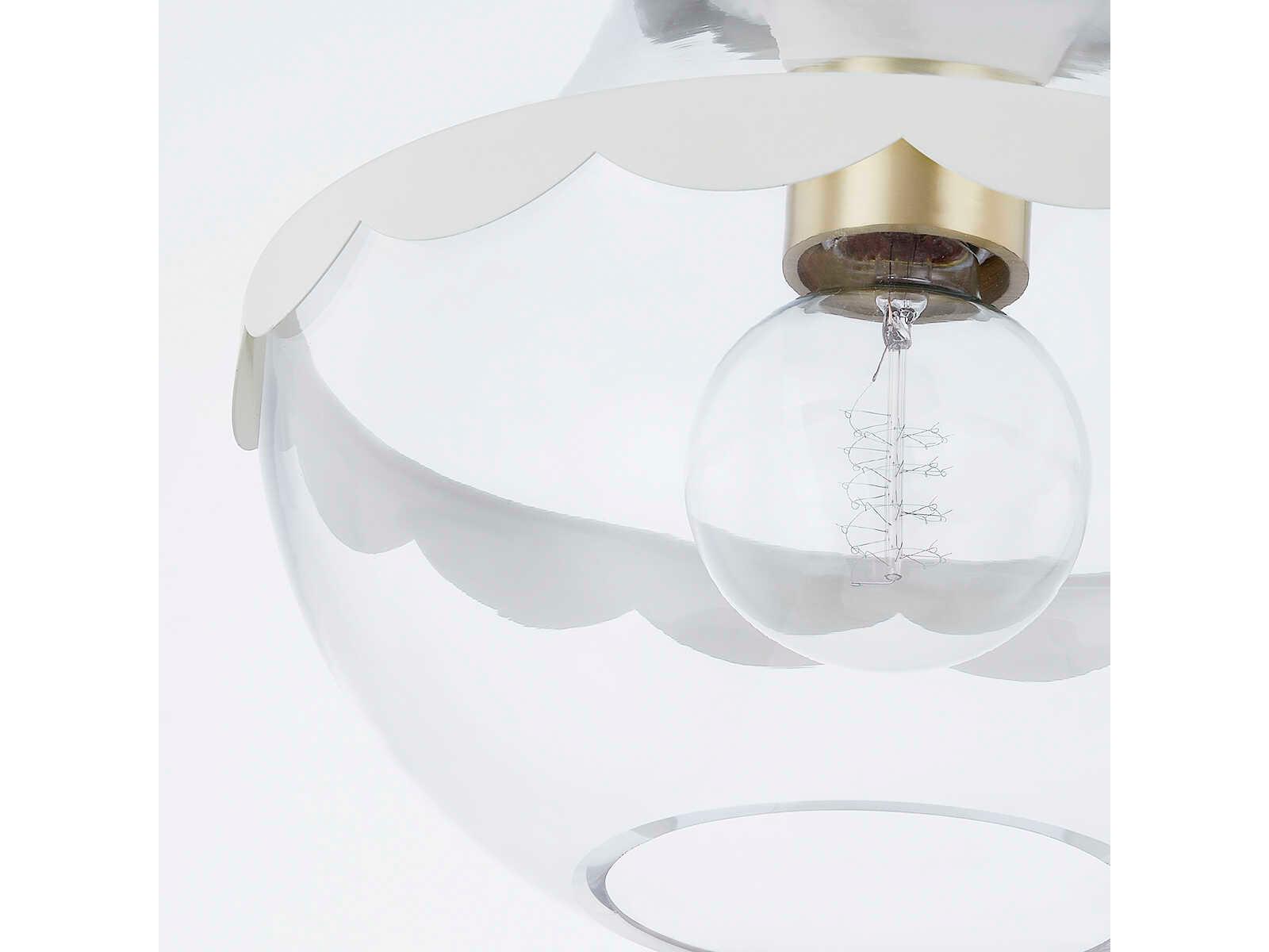 Mitzi Alaina 1-Light Aged Brass Glass Flush Mount