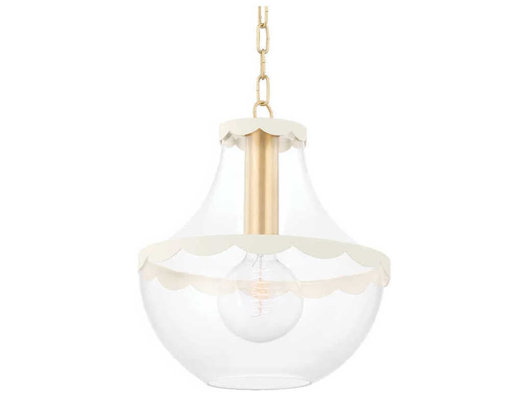Mitzi Alaina 1-Light Aged Brass White Glass Pendant