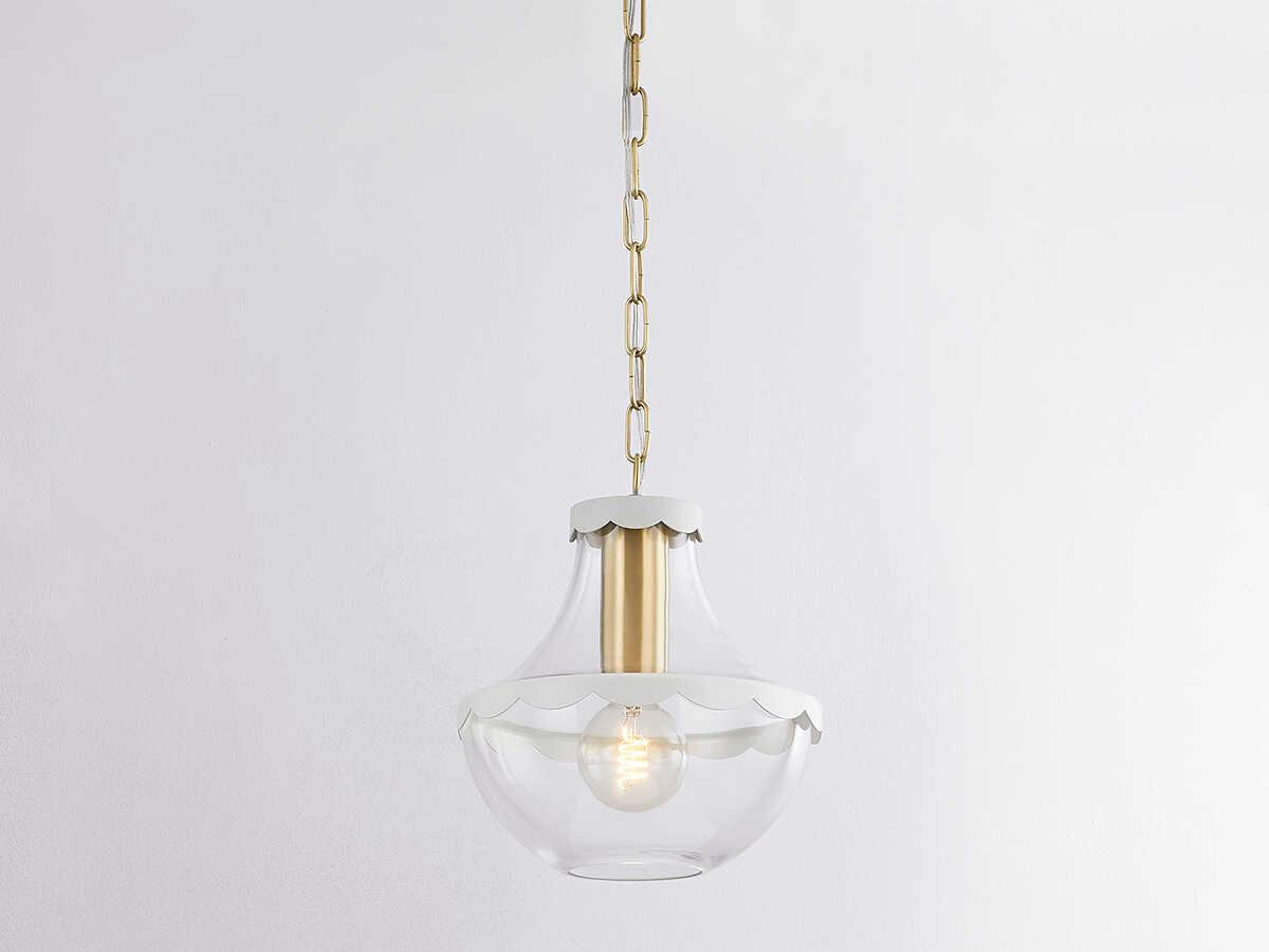 Mitzi Alaina 1-Light Aged Brass White Glass Mini Pendant