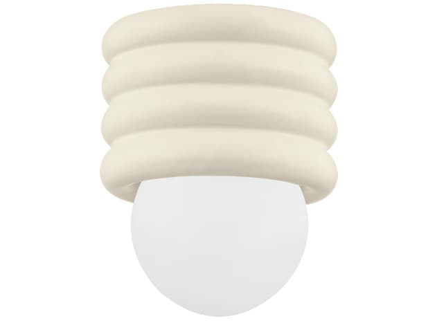 Mitzi Bibi 1-Light Aged Brass Ceramic Antique Ivory Off White Flush Mount