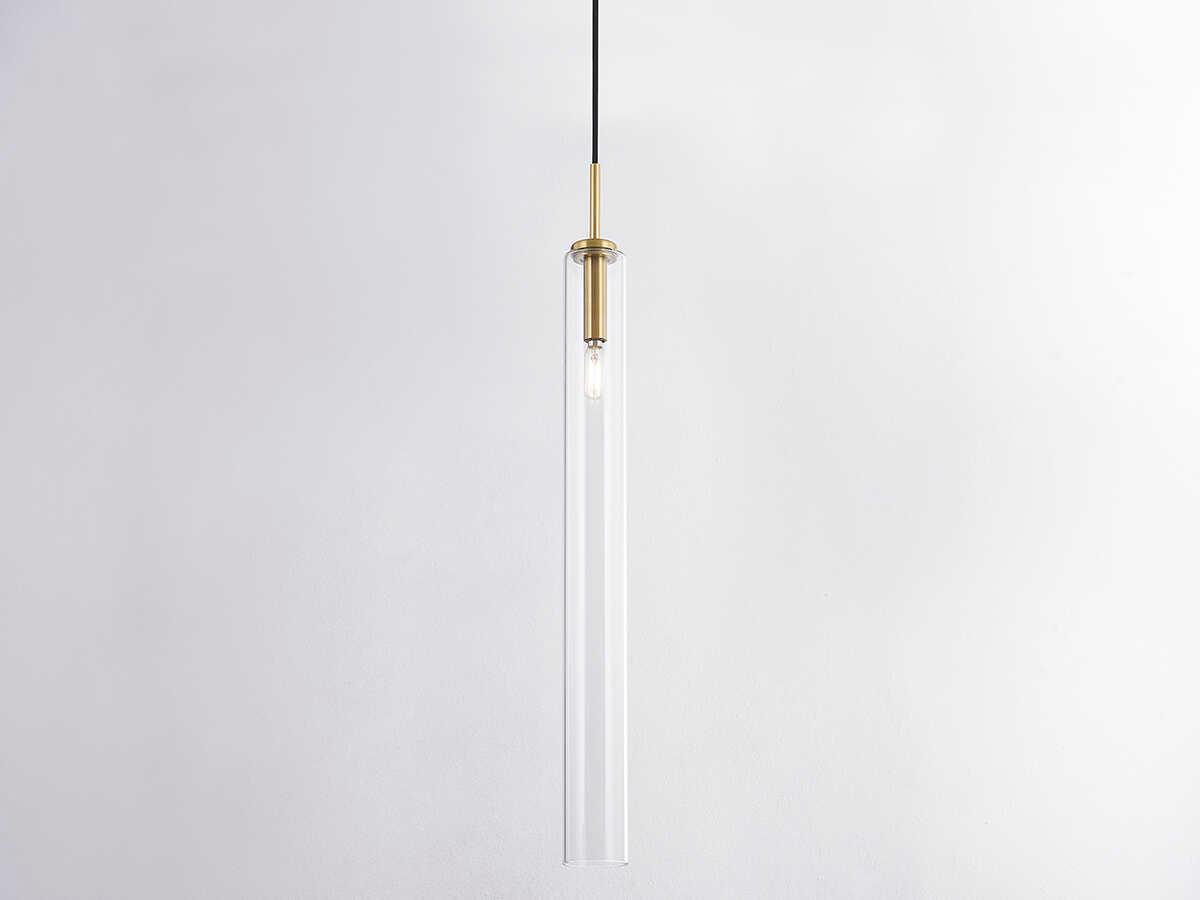 Mitzi Nyah 1-Light Aged Brass Glass Cylinder Mini Pendant