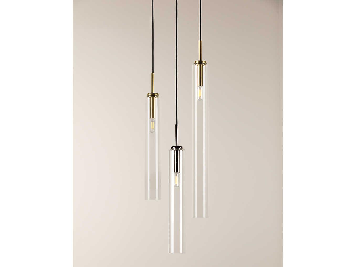 Mitzi Nyah 1-Light Aged Brass Glass Cylinder Mini Pendant