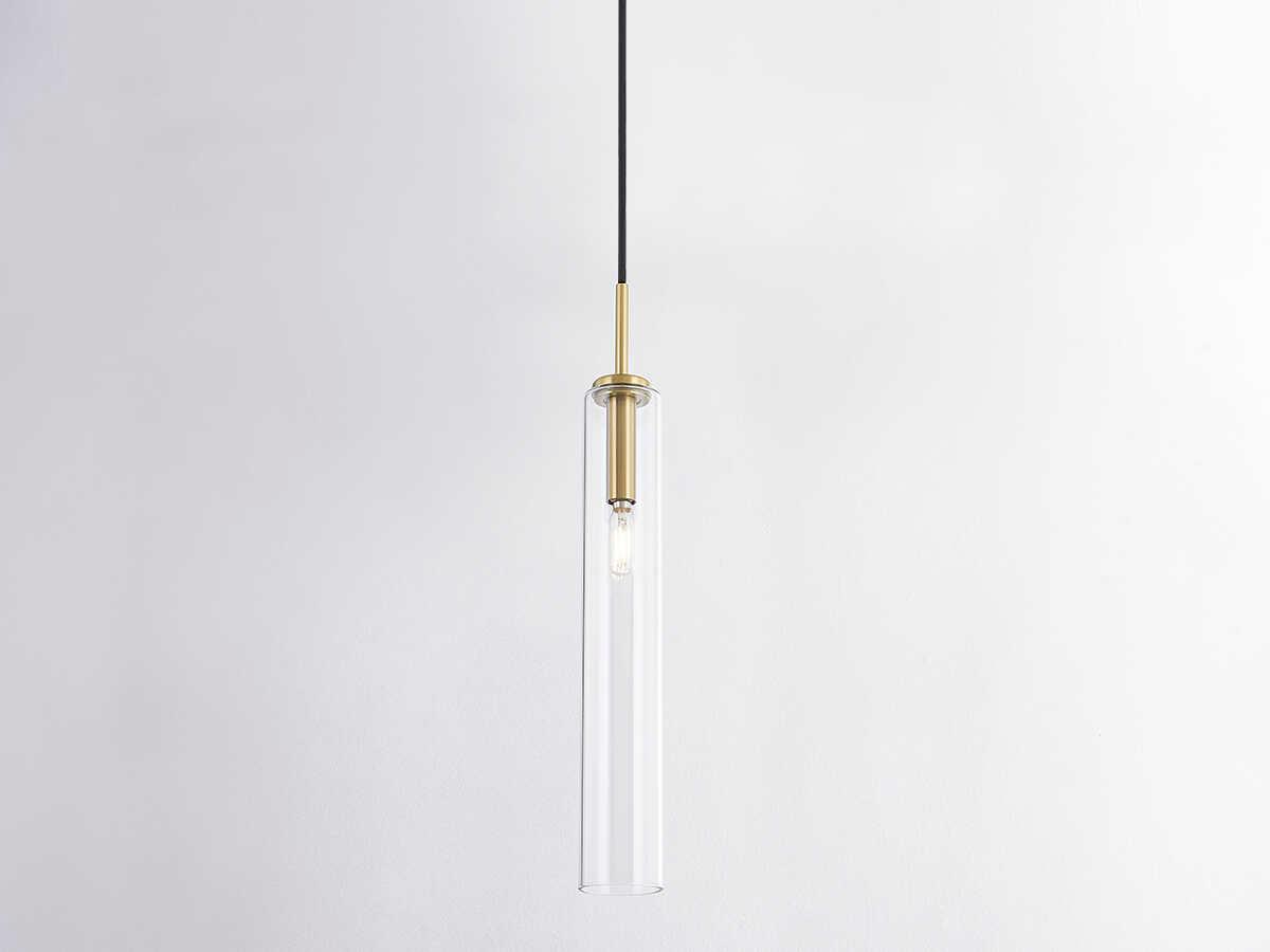 Mitzi Nyah 1-Light Aged Brass Glass Cylinder Mini Pendant