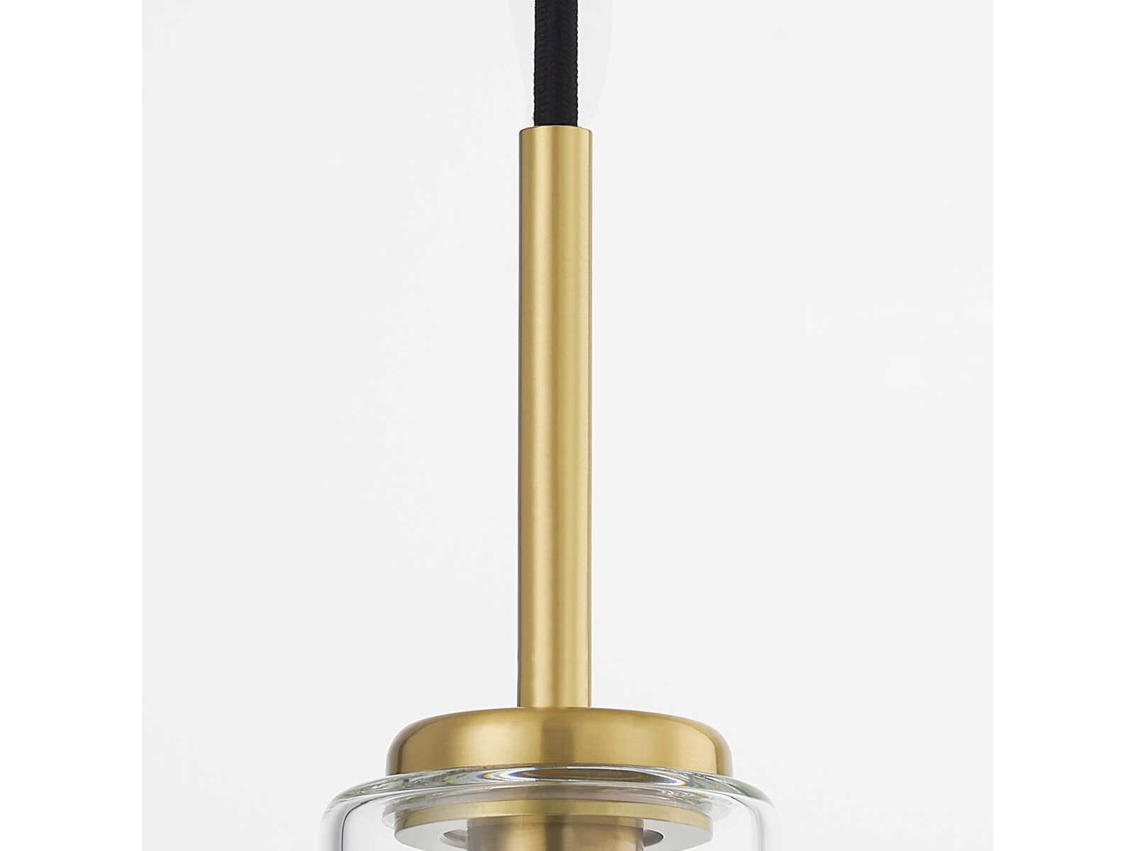 Mitzi Nyah 1-Light Aged Brass Glass Cylinder Mini Pendant