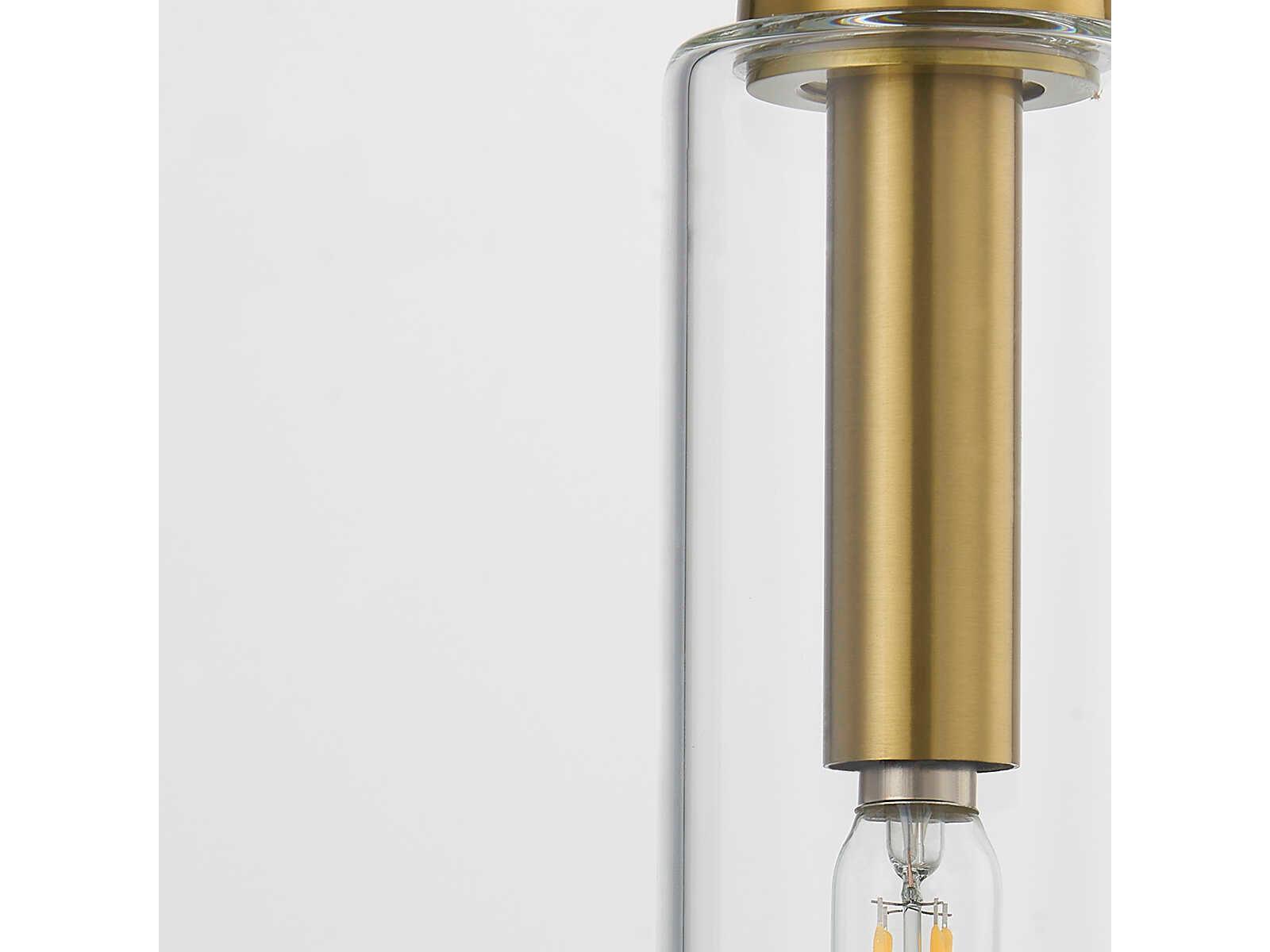 Mitzi Nyah 1-Light Aged Brass Glass Cylinder Mini Pendant